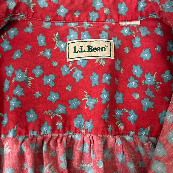 L.L. Bean Red and Blue Floral Button Down Shirt - Picture 3 of 9